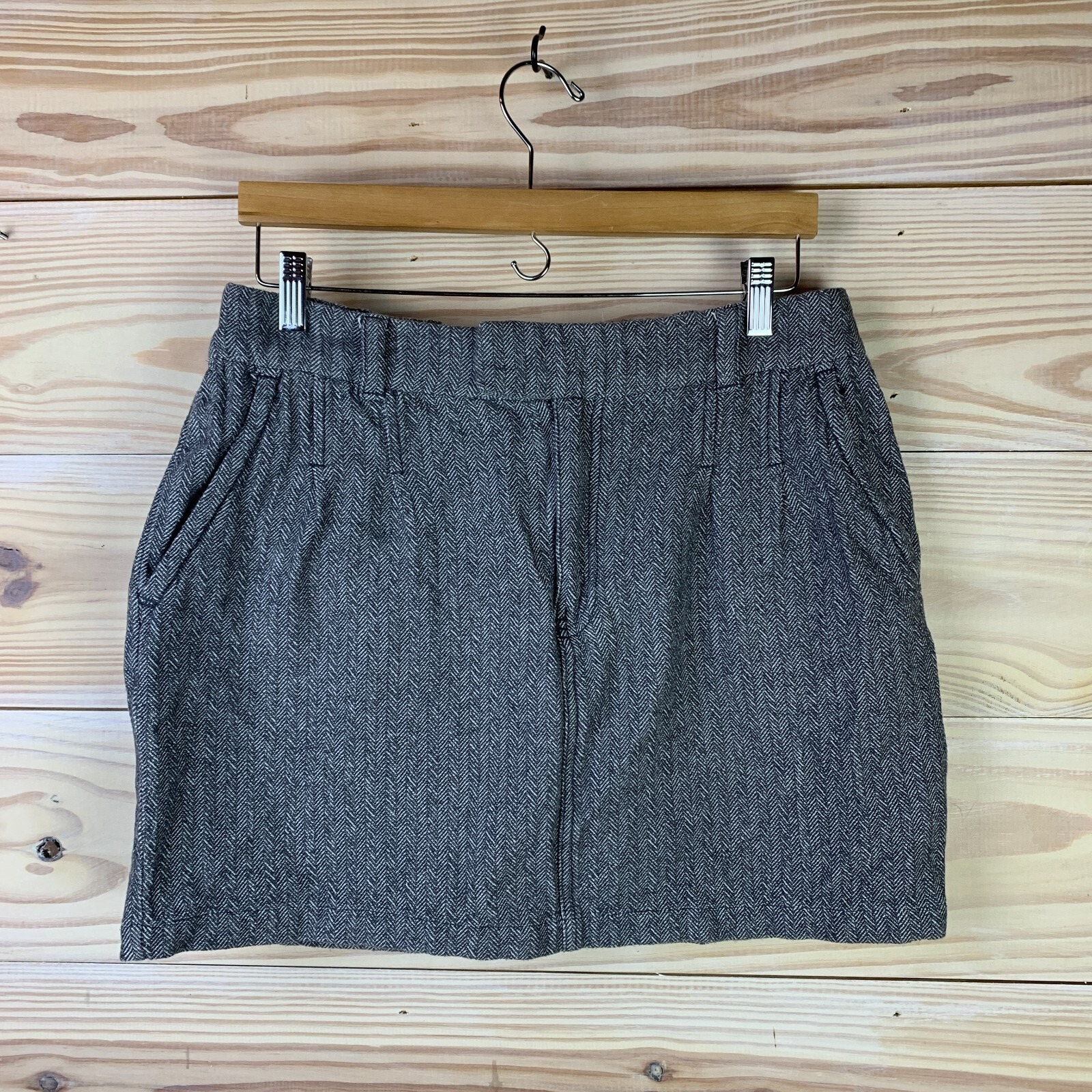 Free People Mini Skirt Womens 6 Herringbone Twee Preppy